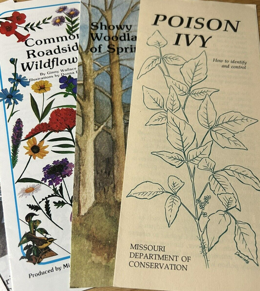 LOT OF 6 MISSOURI CONSERVATION PAMPHLETS-FLOWERS, TREES, POISON IVY, AND MORE