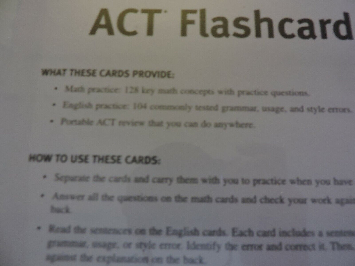 KAPLAN TEST PREP AND ADMISSIONS ACT FLASHCARDS NEW IN PACKAGE
