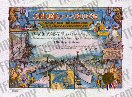 "Order of the Ditch Certificate": 15.5 x 21, full color cert. (Personalized)