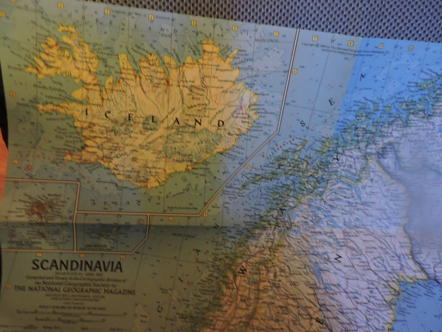 NATIONAL GEOGRAPHIC MAGAZINE MAP OF SCNDINAVIA 1963