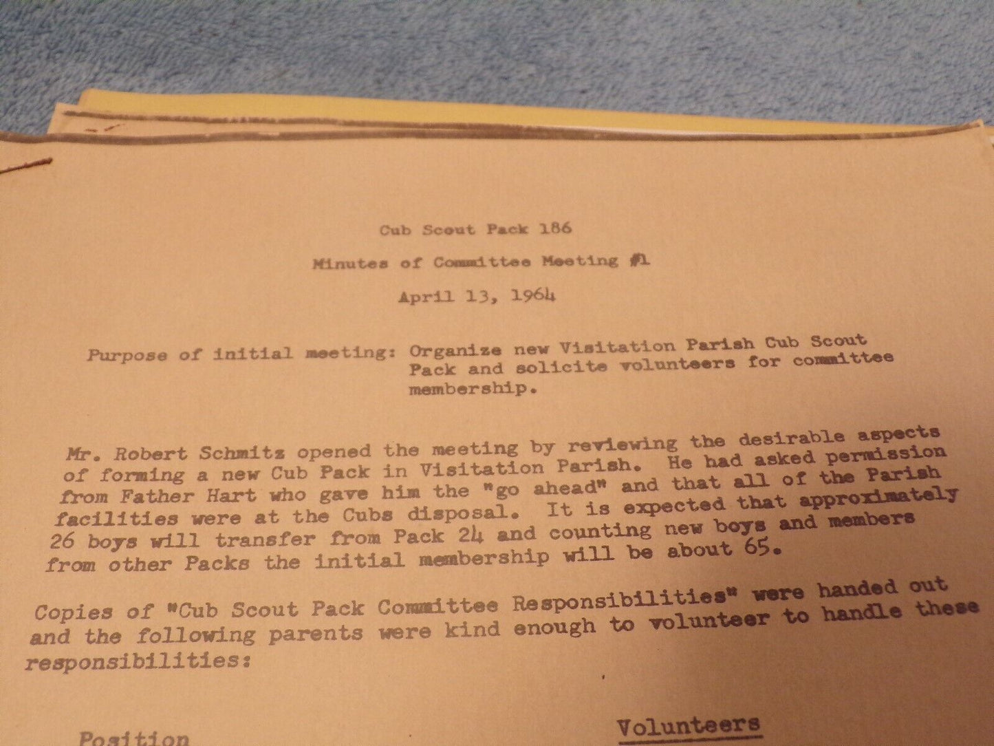 Vintage 1960's Cub Scout Pack 186 Committee Meeting Minutes Documents