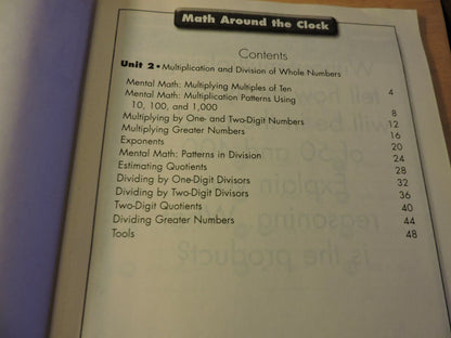 MATH AROUND THE CLOCK GRADE 5 UNIT 2 MULTIPLICATION AND DIVISION OF WHOLE NUMBER