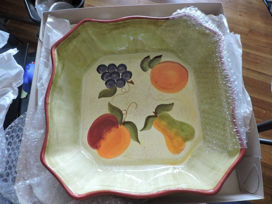 Media Brand Fortunoff 13" Dinner Set (Platter and Bowl) Fruit Pattern