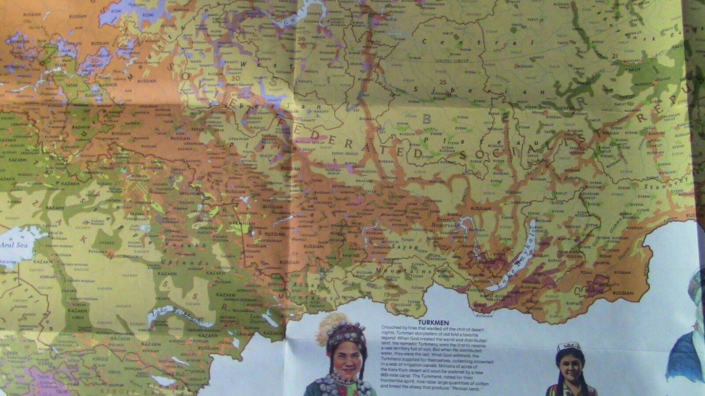 The National Geographic Magazine Map of The Soviet Union & it's Peoples