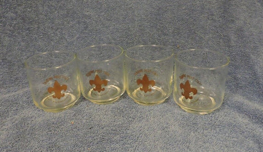 Set of 4 Glass Cups: Trading Post Staff 1977 Boy Scout Jamboree, Moraine SP
