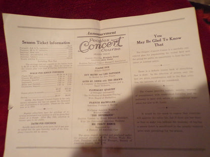 Jenny Lind Concert As sung by Frieda Hempel: April, 1922 Souvenir Program