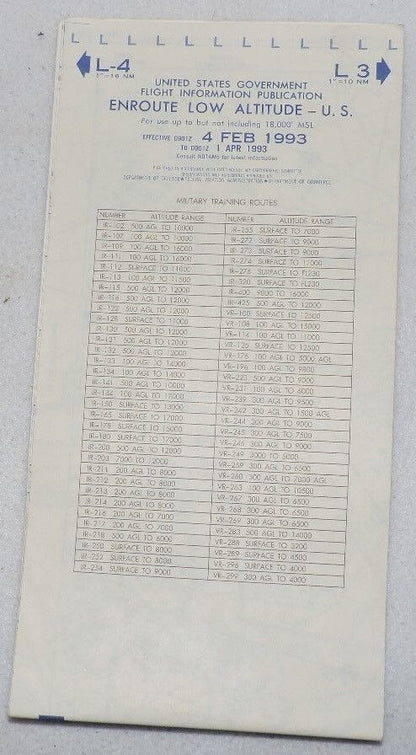 United States Government Flight Info Publication Enroute Low Altitude 1993