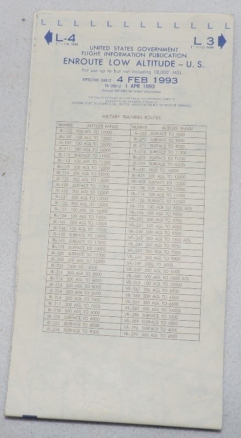 United States Government Flight Info Publication Enroute Low Altitude 1993
