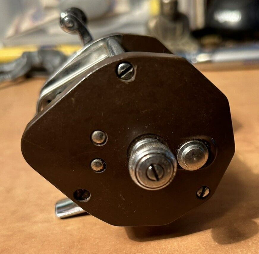Vintage JC Higgins model 47b Fishing Reel (brown) Excellent Condition