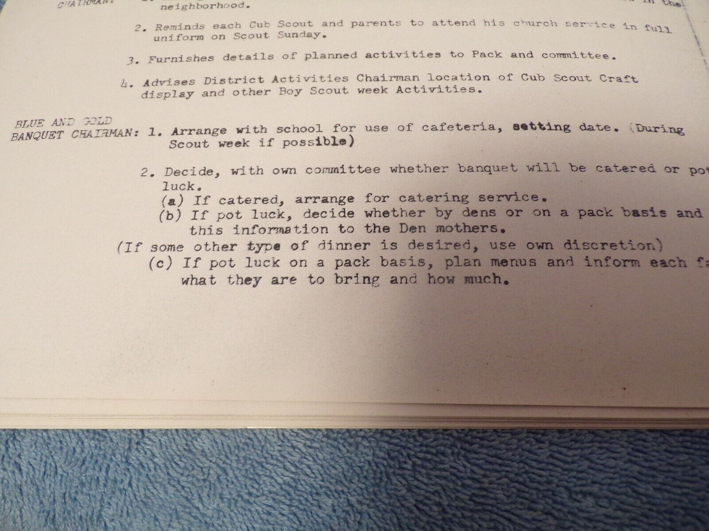 Vintage 1960s Cub Scout Pack: Committee Responsibilities Copies
