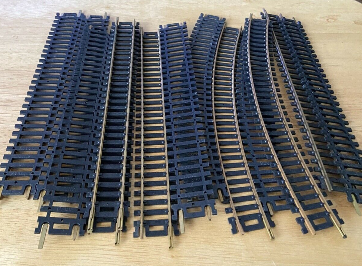 Model Railroad Track (2 Rails-3/4")  Lot of 13 Pieces (4 Curved/9 Straight)