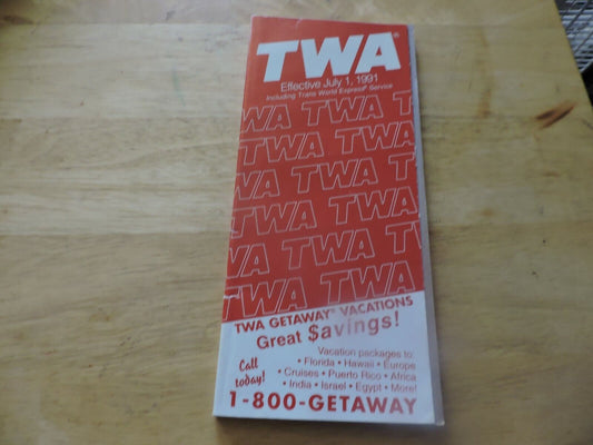 TWA Worldwide Timetable Effective  JULY 1, 1991