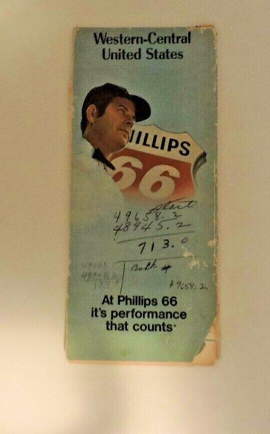 Vintage Western Central United States Map Produced by Phillips 66