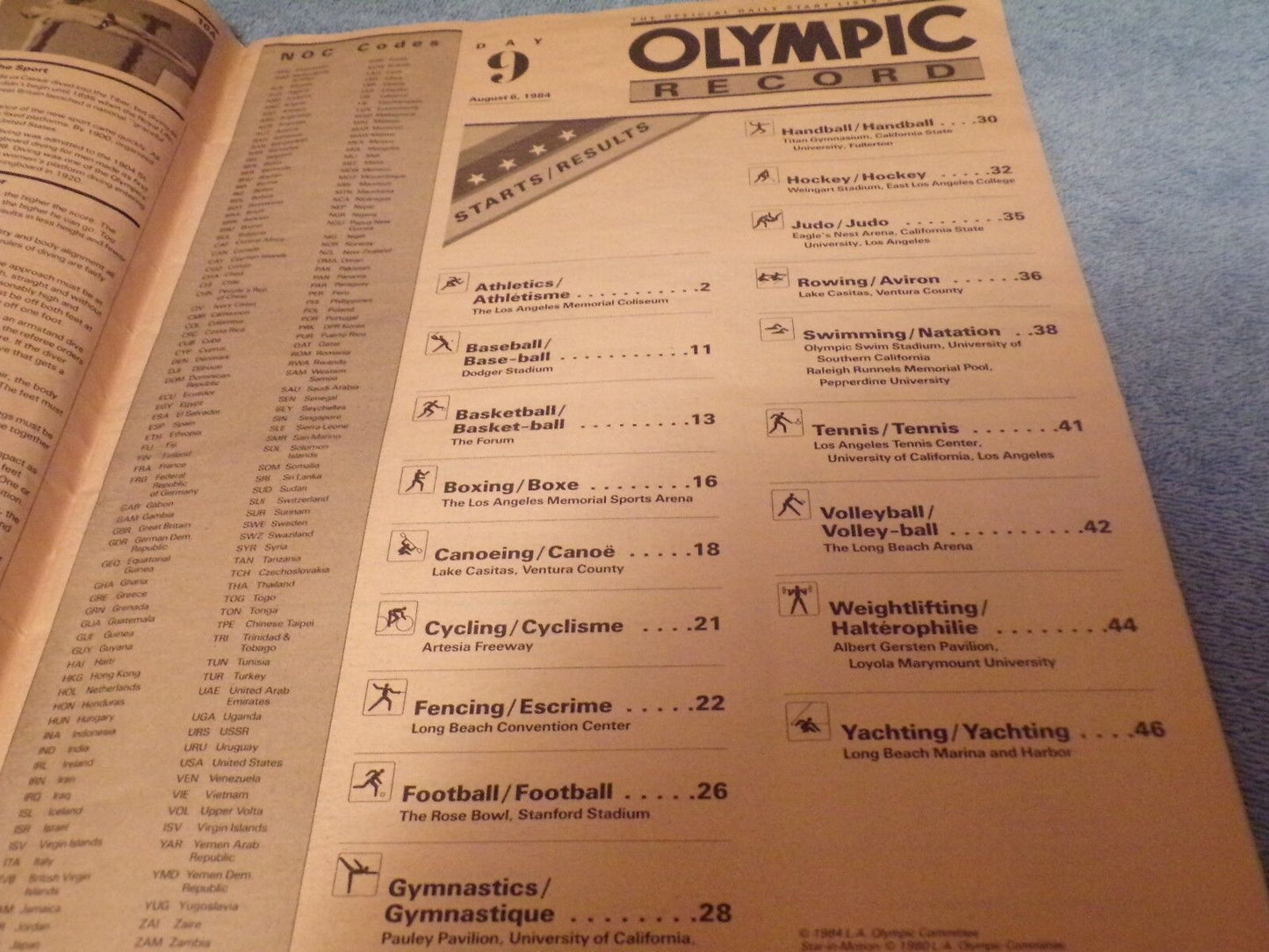 Olympic Record Magazine Day 9, August 6, 1984