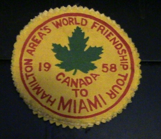 Canadian Scout Patch: Hamilton Area's World FriendshipTour: Canada to Miami 1958