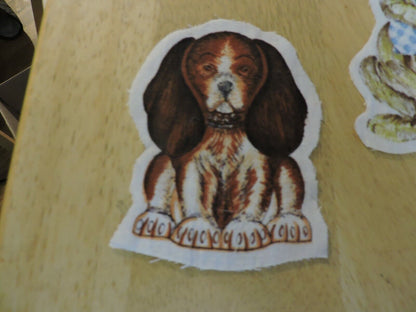 SET OF THREE VINTAGE  APPLIQUES: RABBIT, DOG, TEDDY BEAR
