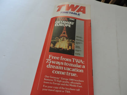 TWA  TIMETABLE APRIL 27, 1980-JUNE 4, 1980