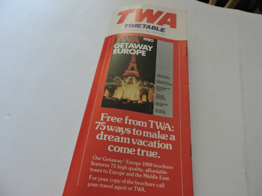 TWA  TIMETABLE APRIL 27, 1980-JUNE 4, 1980