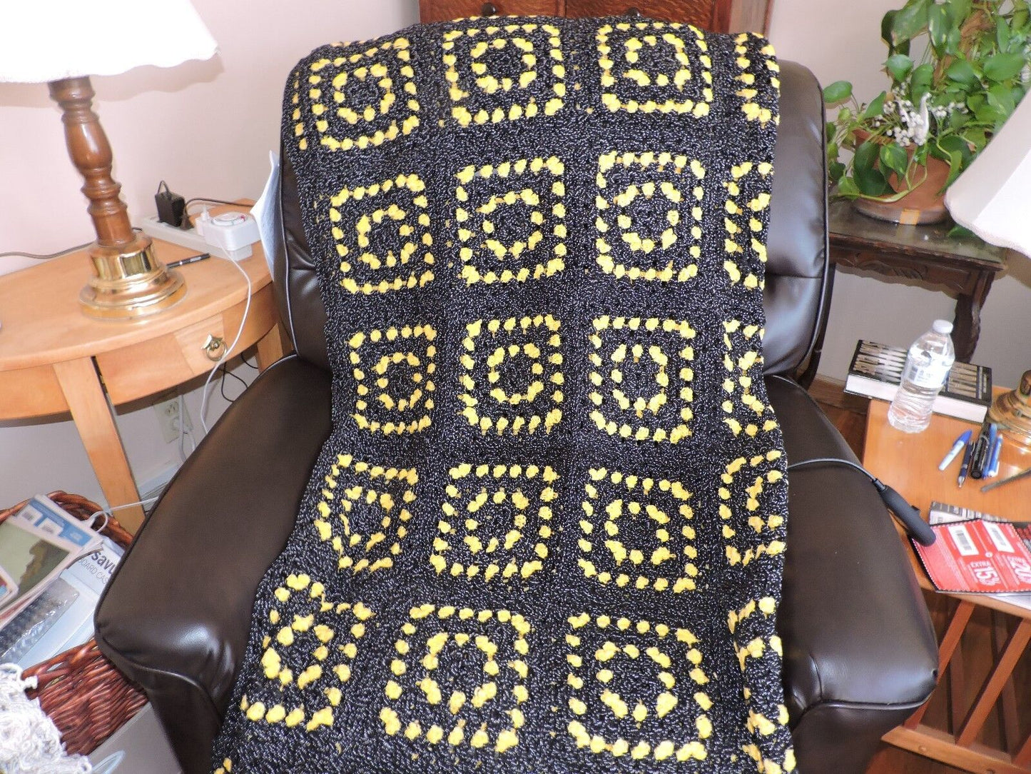 Hand Made Crocheted Coverlet â€œMade With loveâ€. NEW