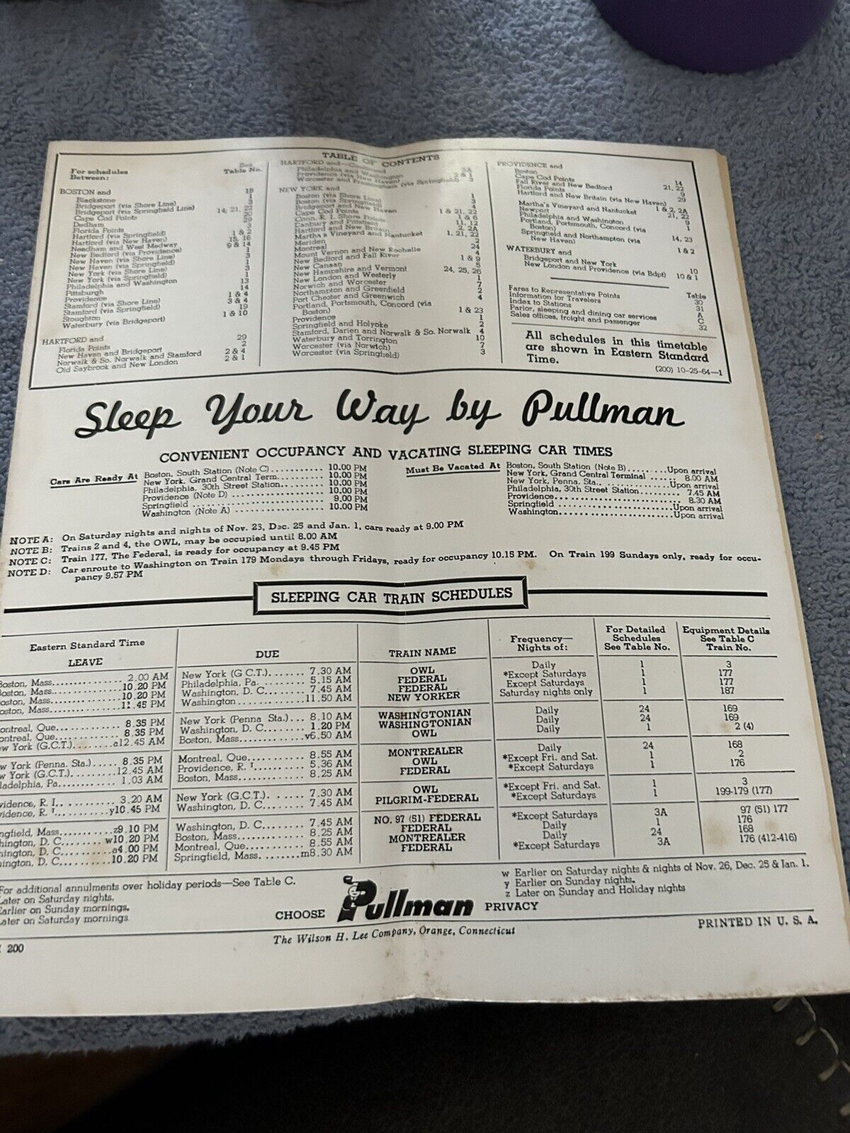 RAILROAD TIMETABLE: NEW HAVEN LINE OCTOBER 25, 1964 THE WEATHER ROUTE