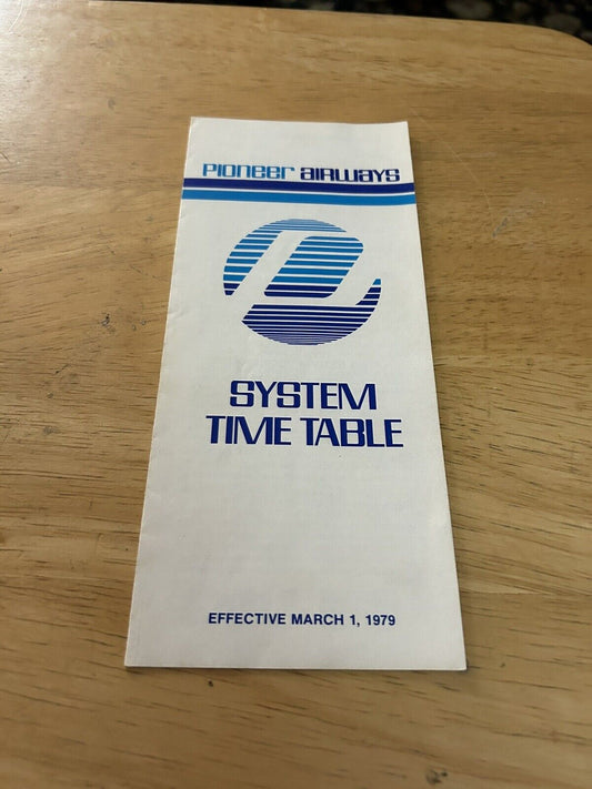 PIONEER AIRWAYS SYSTEM TIME TABLE 1979