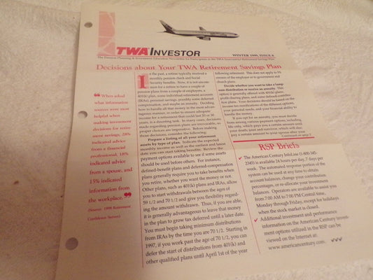 TWA Investor - Winter 1999, Issue 8