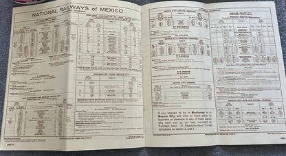 RAILROAD TIMETABLE: NATIONAL RAILWAYS OF MEXICO SUMMER 1970