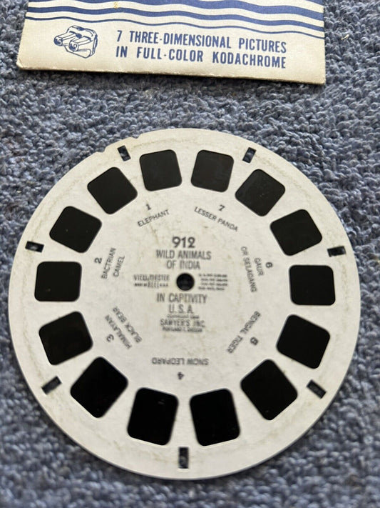 VIEW MASTER 3D REELS--WILD ANIMALS 0F INDIA -ONE REEL--OPENED
