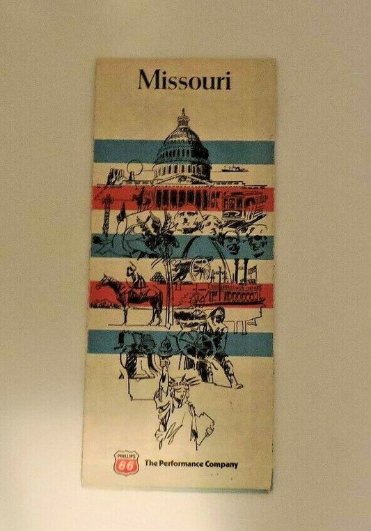 Vintage Missouri Folding Map Produced by Phillips 66