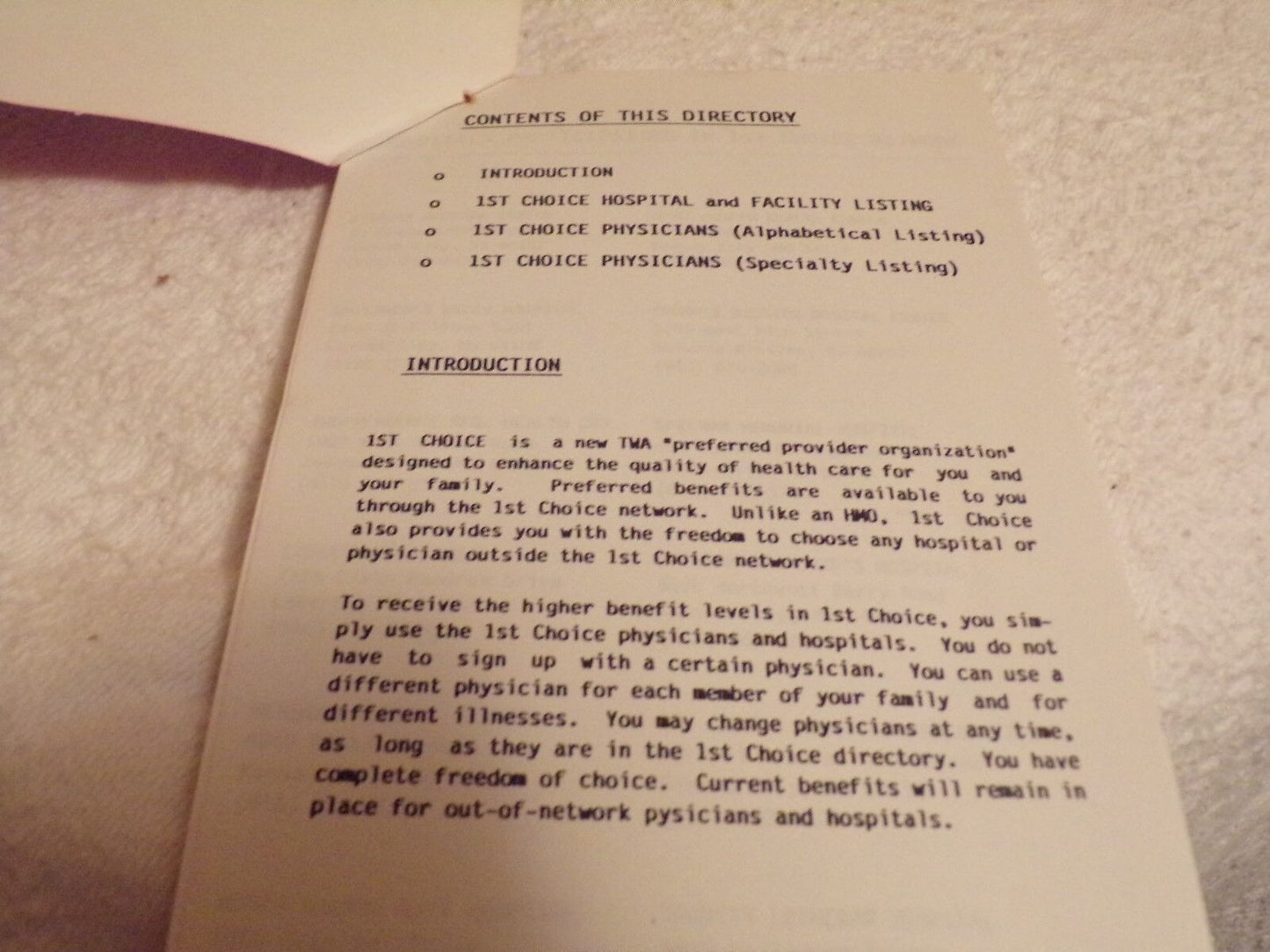 Vintage 1990 TWA Health Benefits Information Booklets