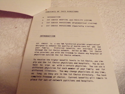 Vintage 1990 TWA Health Benefits Information Booklets