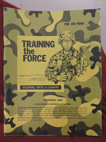 1988 TRAINING the FORCE Soldiers, Units &  Leaders FM 25-100 MANUAL