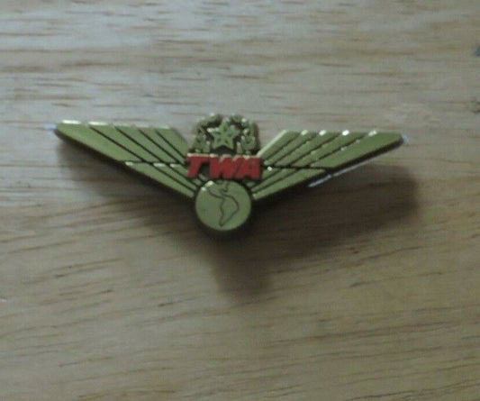 TWA Pilot Wings Plastic, sticker back  2.5 x 1 inch