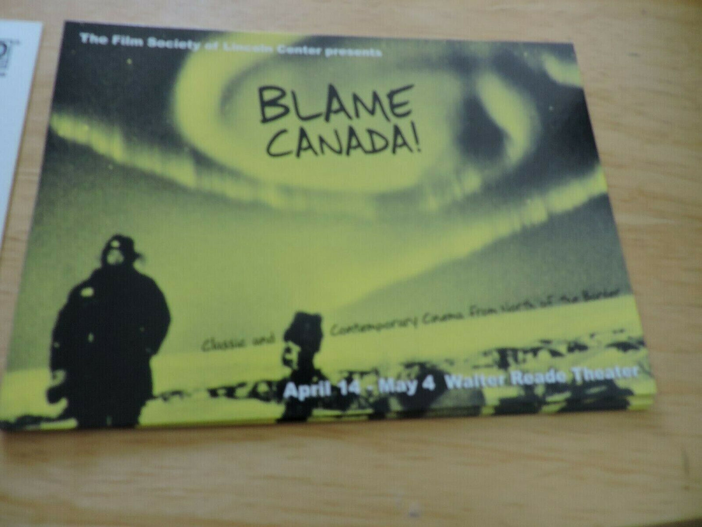 BLAME CANADA-FILM SOCIETY OF LINCOLN CENTER--  ADVERTISEMENT POST CARD