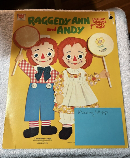 WHITMAN RAGGEDY ANN AND ANDY LOLLIPOP FASHIONS FOR PAPER DOLLS 1972
