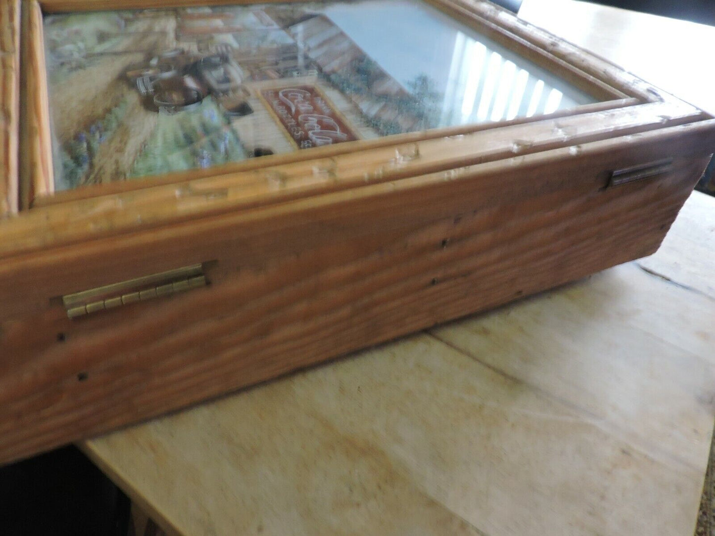 WALL  HANGING CABINET-17X10.5X3.5 INCHES WITH COCA COLA PICTURE ON FRONT, OPENS