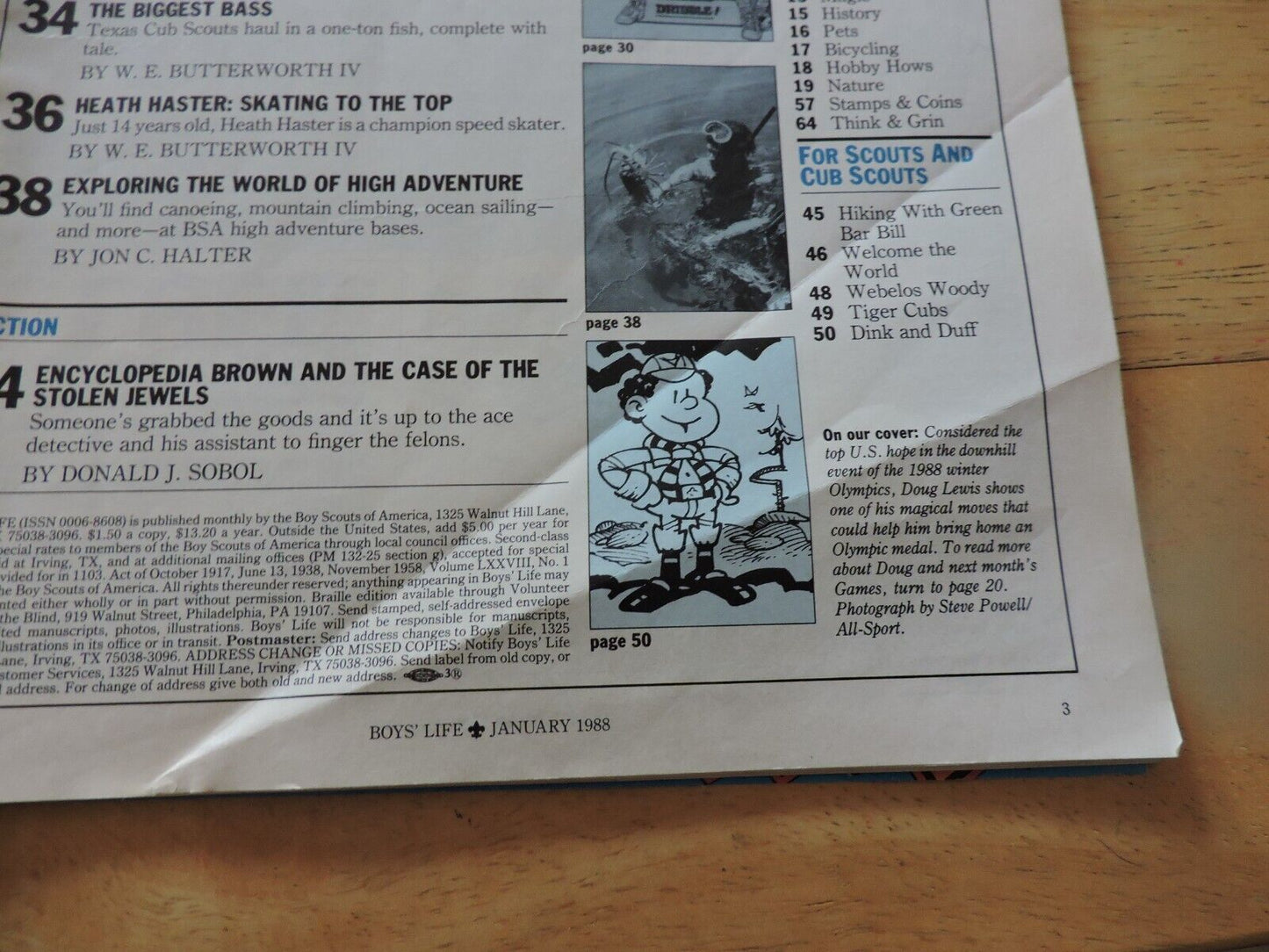 BOYS' LIFE MAGAZINE--JANUARY 1988--THE DOWNHILLERS: FASTEST SKIERS