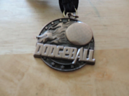 DODGEBALL  2 INCH  MEDAL WITH 2019  BLACK RIBBON  ENGRAVABLE