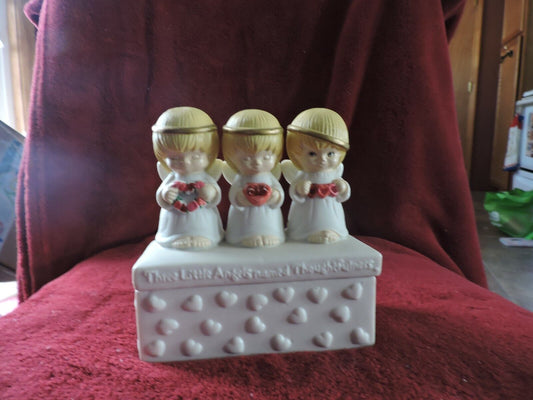 HALLMARK  THREE LITTLE ANGELS CERAMIC BOX