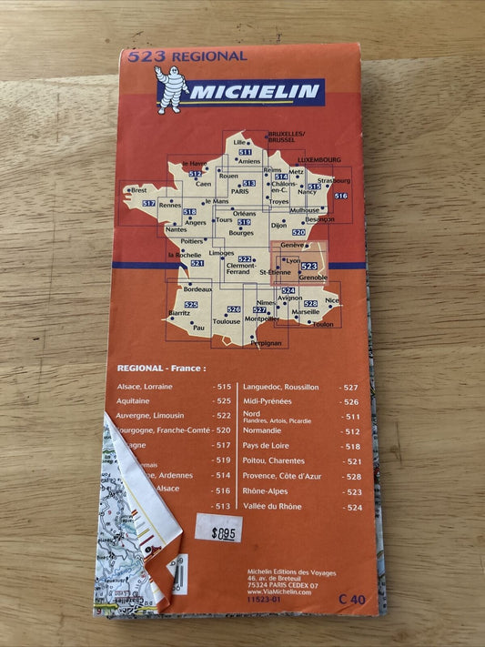 Michelin Rhone-Alpes 523 Regional MAP
