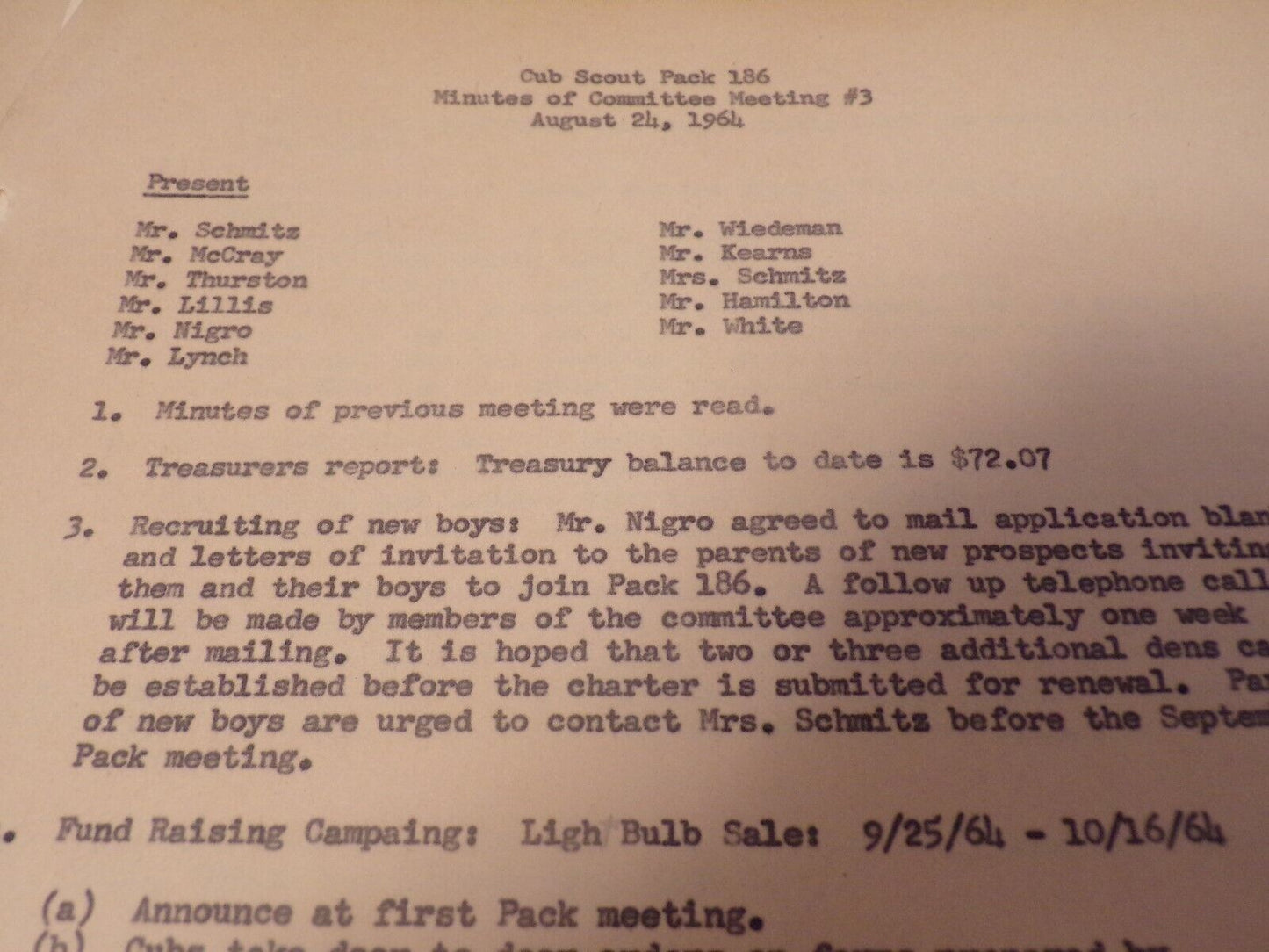 Vintage 1960's Cub Scout Pack 186 Committee Meeting Minutes Documents