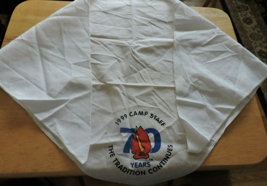 OFFICIAL BSA WHITE 1999 CAMP STAFF 70 YEARS THE TRADITION CONTINUES" NECKERCHIEF