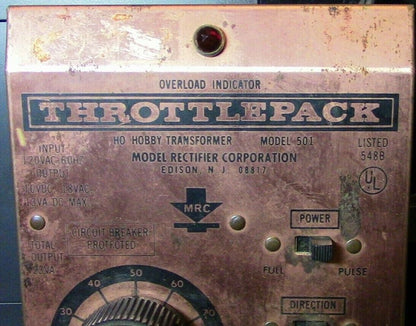 Hobby Transformer: Throttlepack HO Model 501, Model Rectifier Corp.