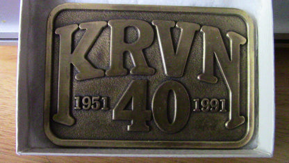 BRASS 40th Anniv. Nebraska Radio Station KRVN Belt Buckle (Numbered 341)