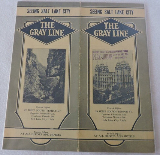 Vintage The Gray Line Salt Lake City Travel Brochure