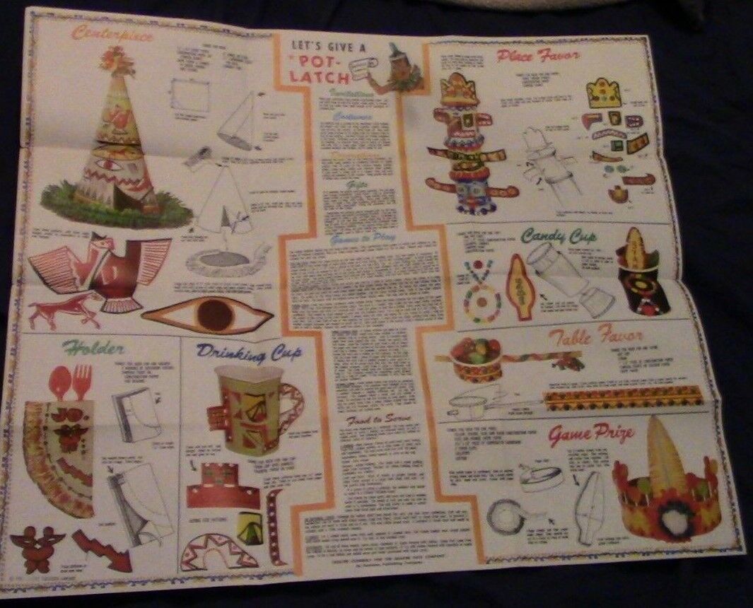 Vintage 1960's "Let's Give a Potlatch" (American Indian for Party) Poster