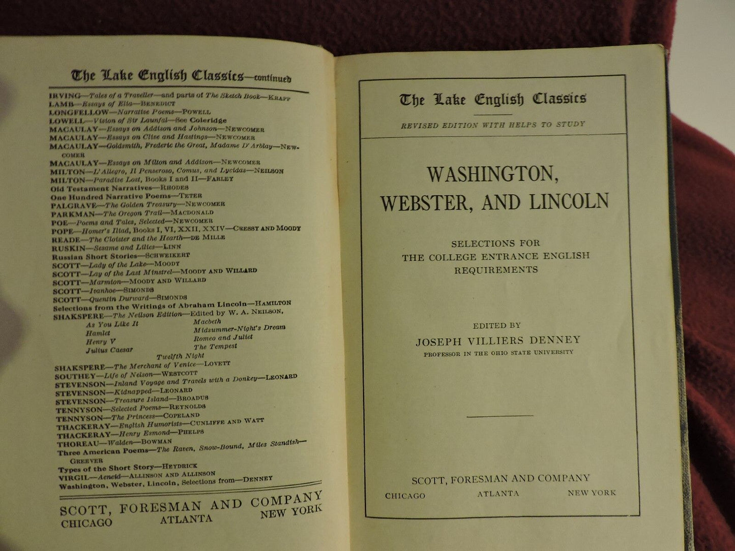 VINTAGE Washington, Webster and Lincoln Lake English Classic 1910