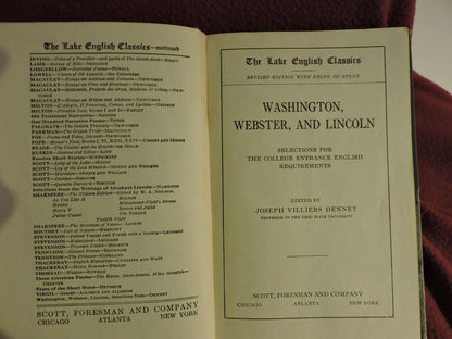 VINTAGE Washington, Webster and Lincoln Lake English Classic 1910