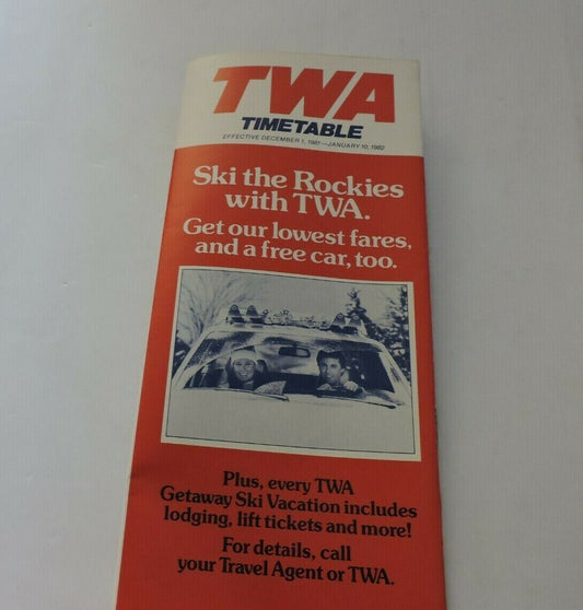 TWA  TIMETABLE DECEMBER 1, 1981 - JANUARY 10, 1982