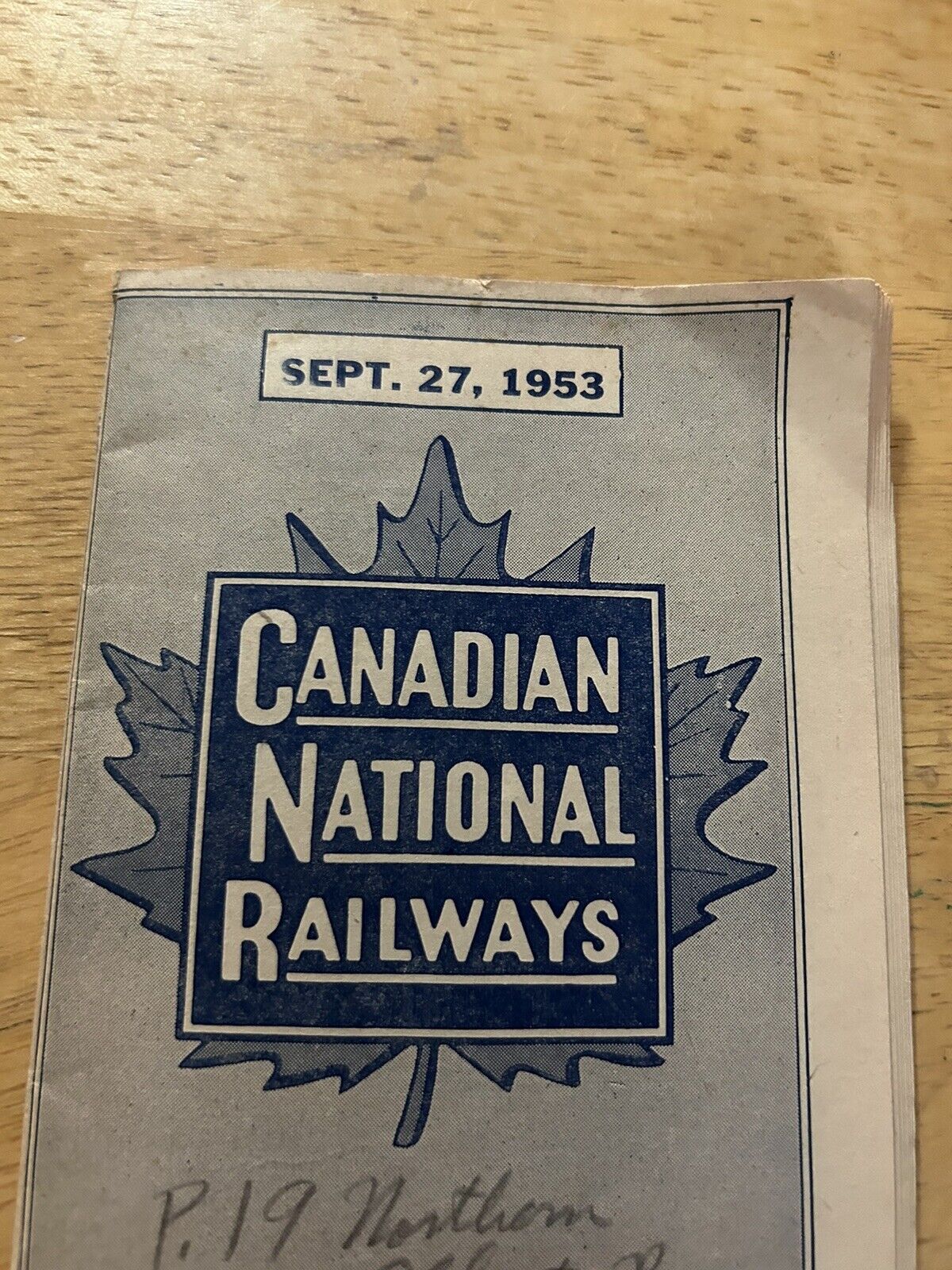 CANADIAN NATIONAL RAILWAYS TIMETABLES SEPTEMBER 27. 1953